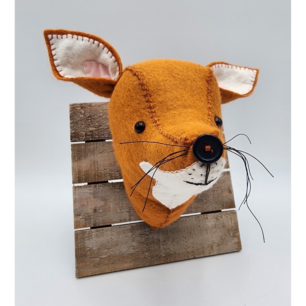 Felt Wool Faux Trophy Fox Head  Wall Decor Nursery Art